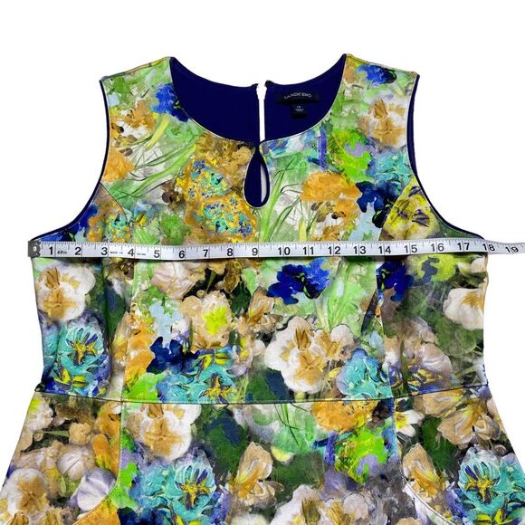 Land’s End Floral Sleeveless Sheath Dress Keyhole Neckline Pockets Sz 12 - Picture 7 of 15
